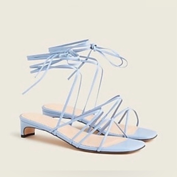 J. Crew Shoes - J CREW Sardinia Ankle-Wrap Heeled Sandals in Ivory White Leather. Size 8